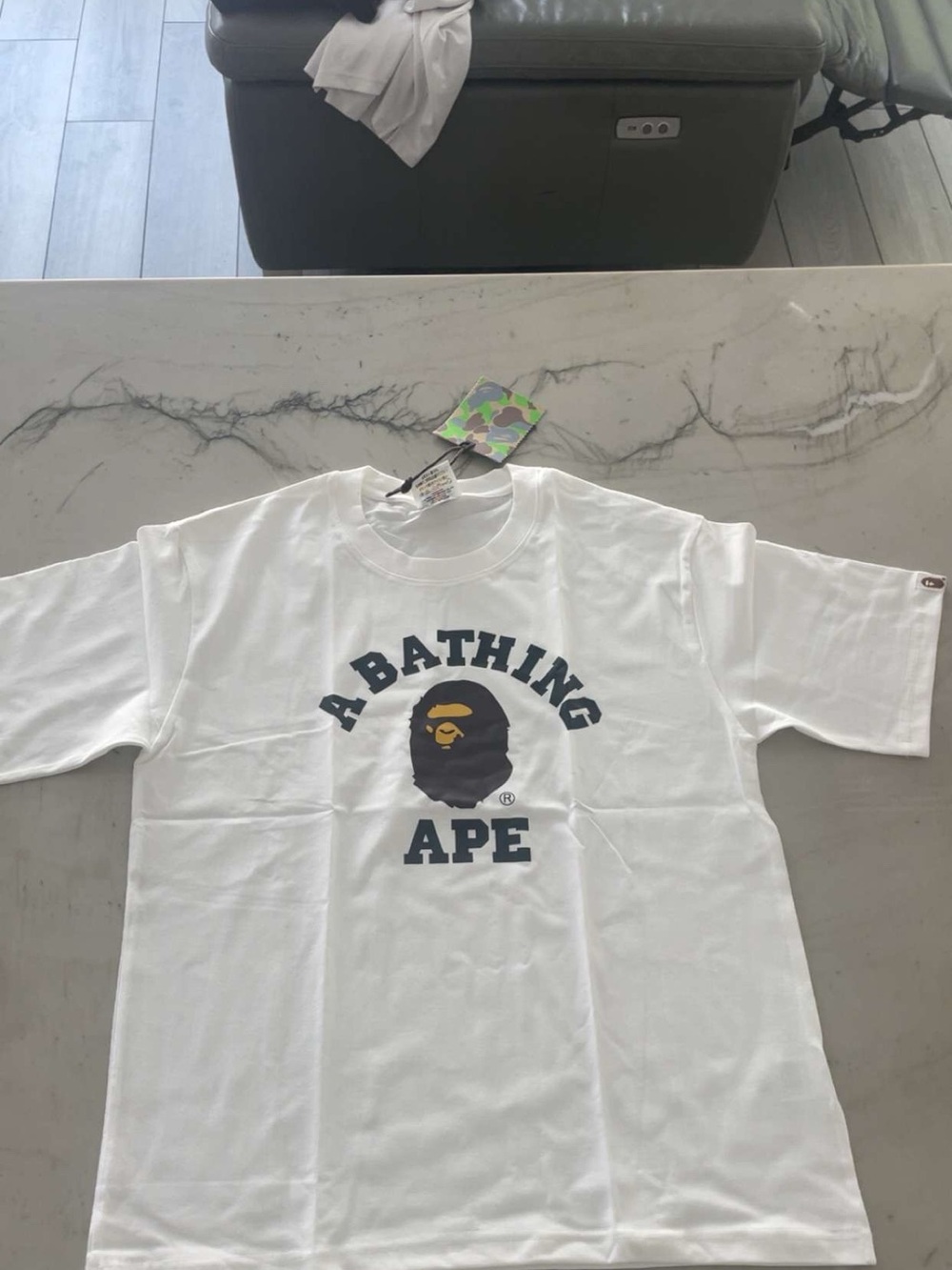 A Bathing Ape White Logo Short Sleeve Tee